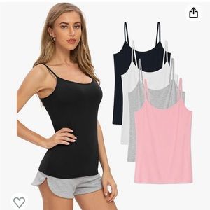 Never worn basic camisoles in black/gray/white and pink. Size medium.